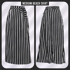 New Black and White Beach Swimwear Cover Up Long Skirt Size Medium